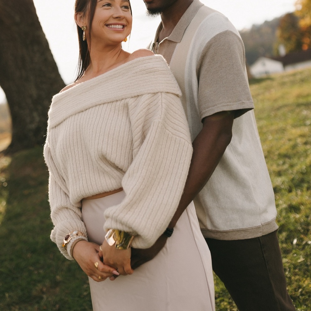 Cream Off-Shoulder Sweater ASOS Medium